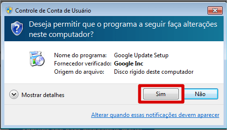 Executar Instalação Google Chrome