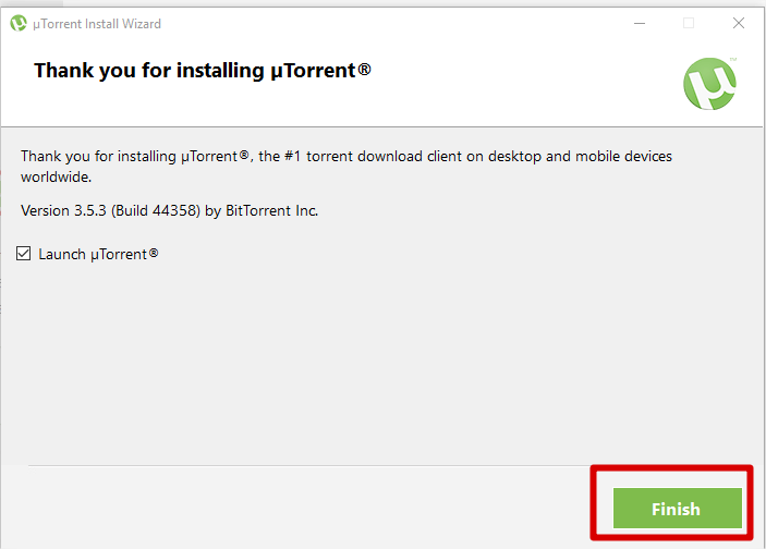 Finish uTorrent Install