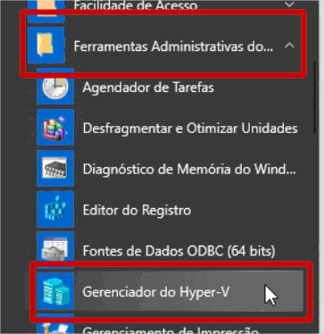 Como abrir o Gerenciador do Hyper-V