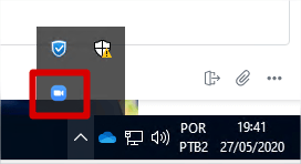 Ícone do Zoom no relógio do Windows