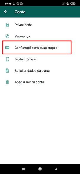 Confirmação em 2 etapas no WhatsApp