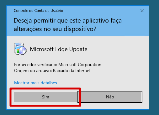 Permissão para instalação do Edge