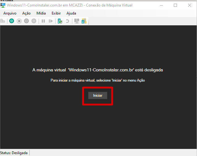 Iniciar máquina virtual