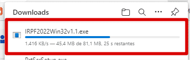 Download concluído programa irpf 2022