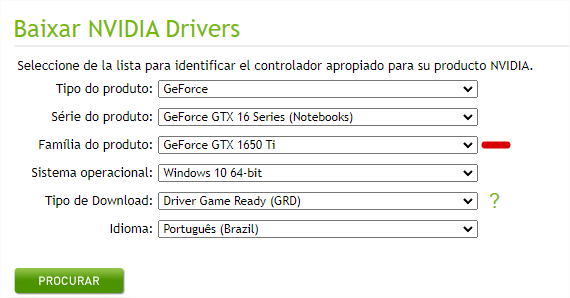 Baixar drivers NVIDIA