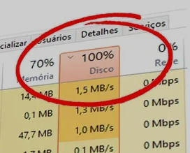 Exemplo disco 100% Windows 10