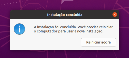 Término instalação Linux Ubuntu