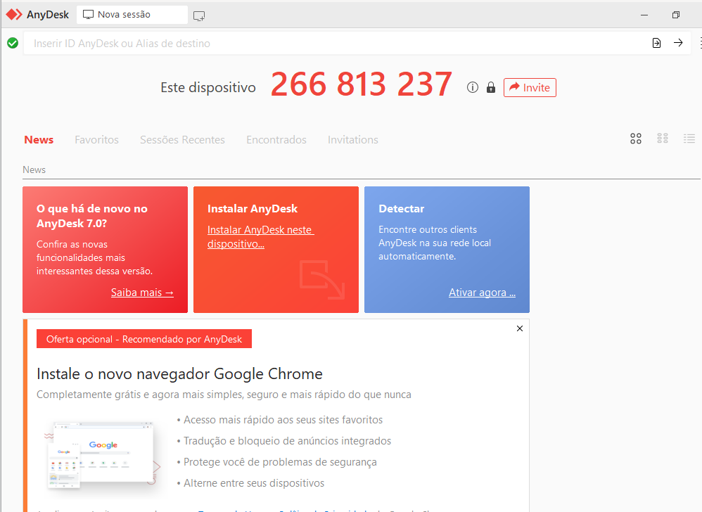 Anydesk tela inicial