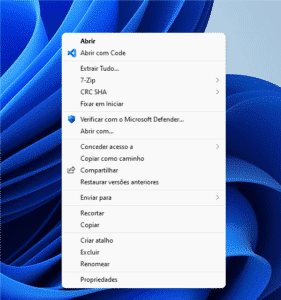 Menu antigo do Windows 10