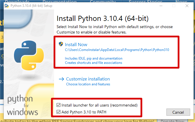Install now Python